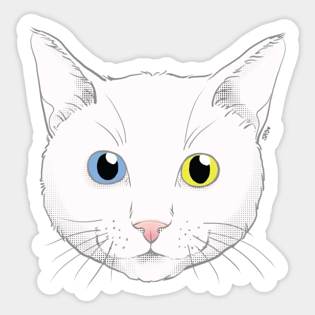 White Cat Face Sticker by meownarchy